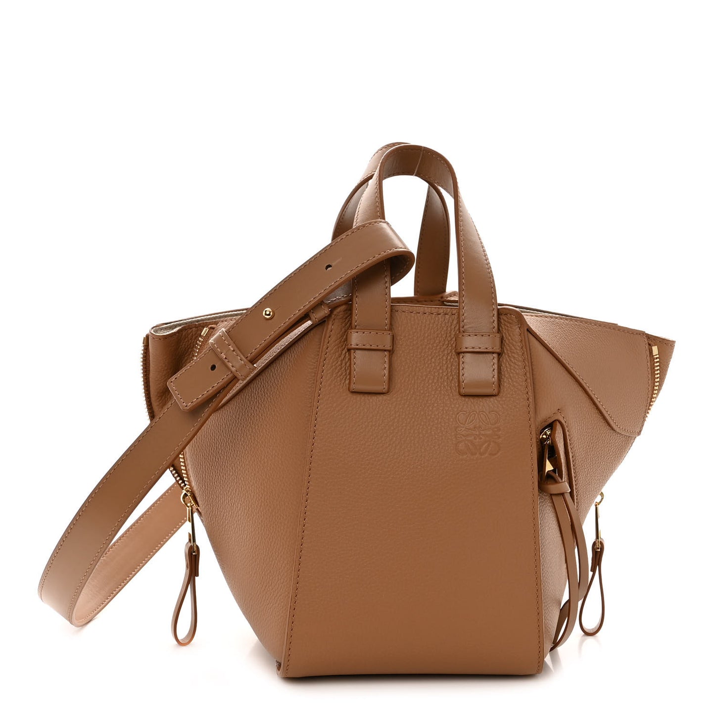 Soft Grained Calfskin Compact Hammock Shoulder Bag Toffee