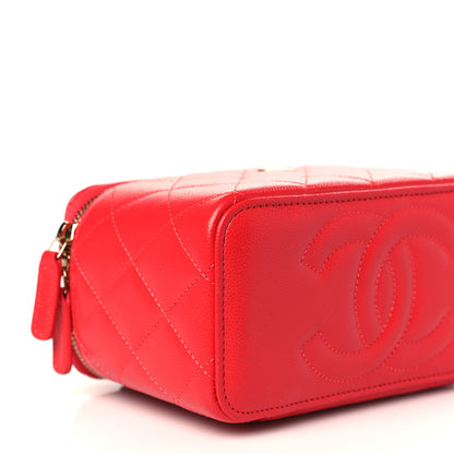 Chanel Caviar Quilted Small Vanity Case With Chain Red 8 of 10