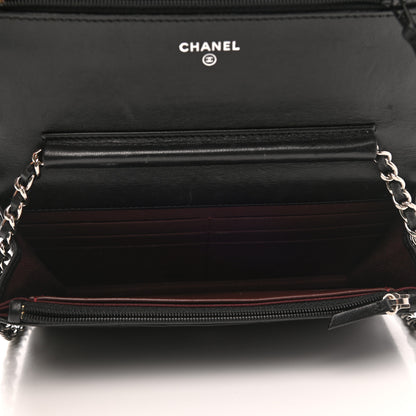 Chanel Lambskin Chevron Quilted Wallet On Chain WOC Black 5 of 12