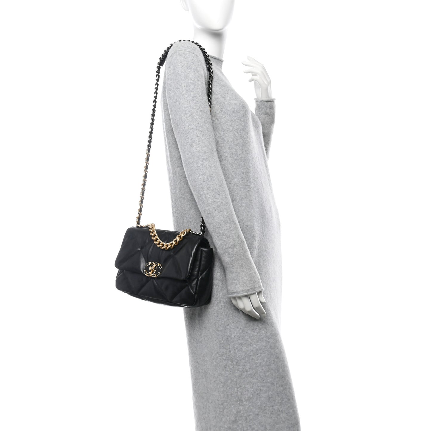 Goatskin Quilted Medium Chanel 19 Flap Black