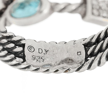 David Yurman Sterling Silver Diamond Iolite Blue Topaz Confetti 3 Row Ring 52 6 4 of 4