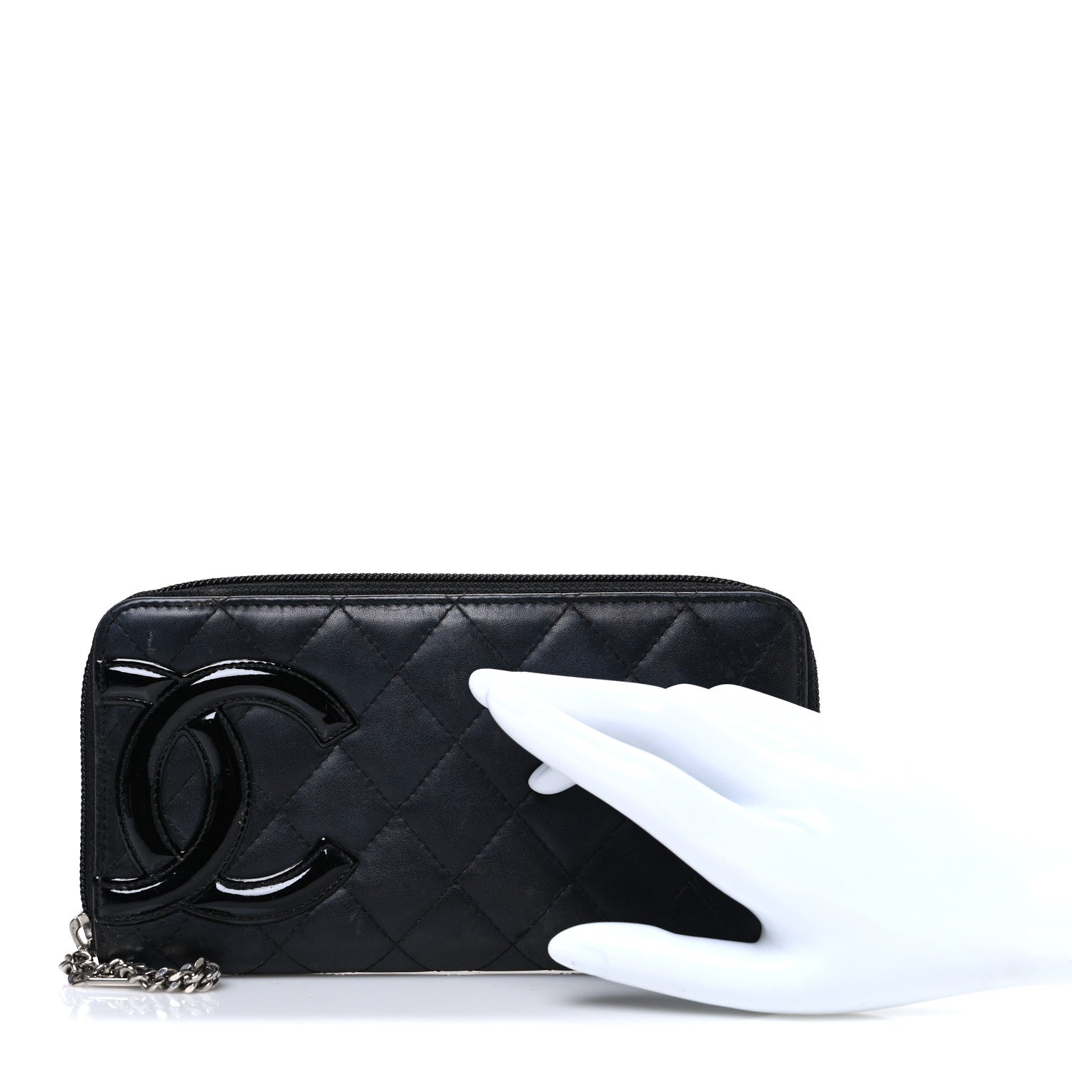 Chanel Calfskin Quilted Cambon Large Gusset Zip Around Wallet Black 2 of 10