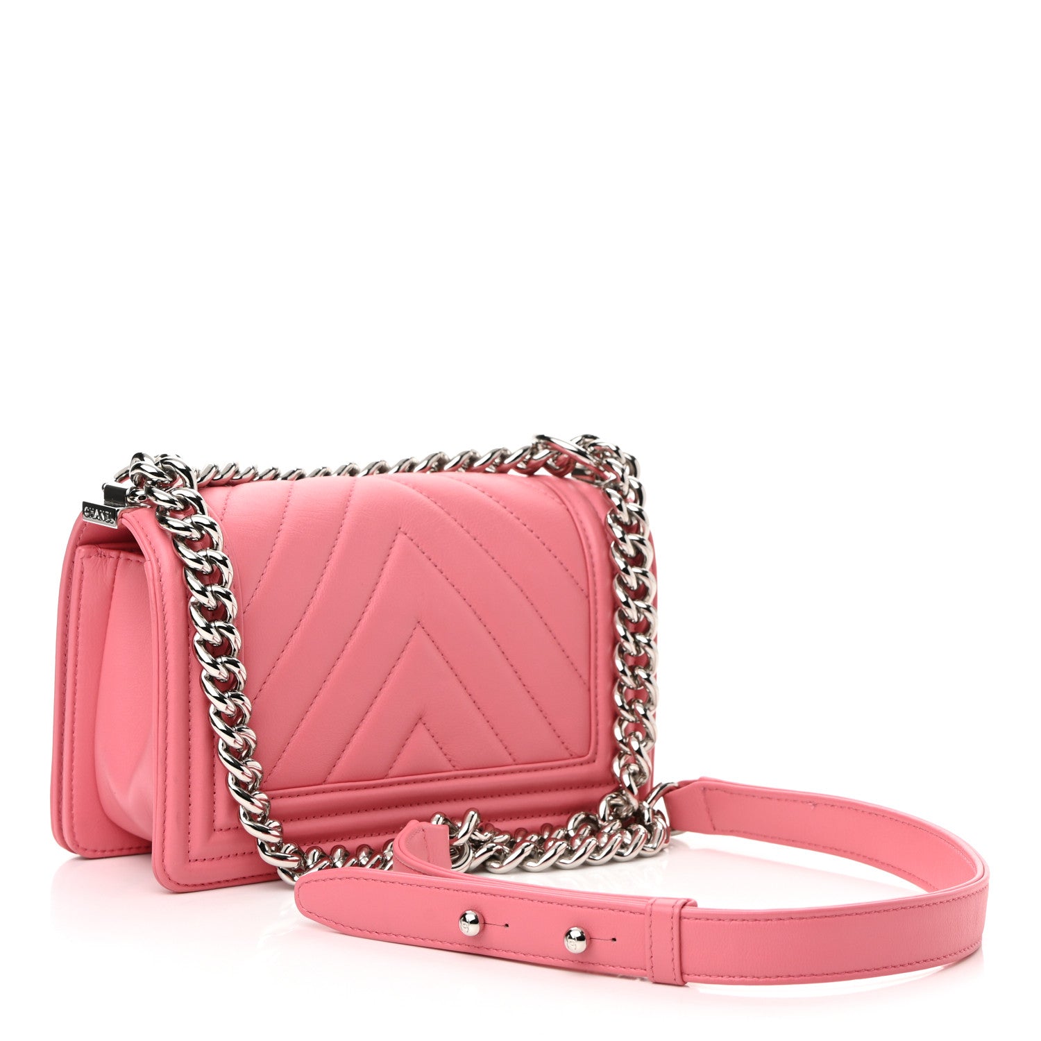 Chanel Calfskin Chevron Quilted Small Boy Flap Pink 3 of 10