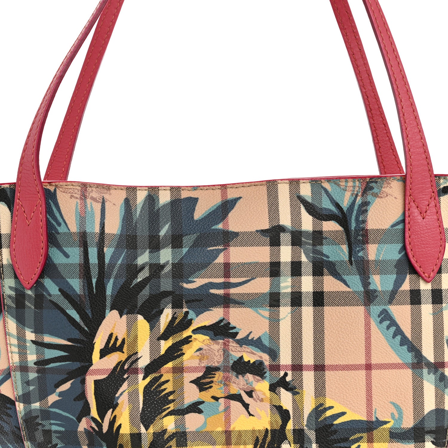 Burberry Haymarket Check Floral Print Small Canterbury Tote Pink 9 of 15