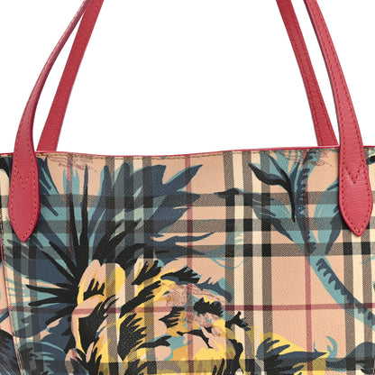 Burberry Haymarket Check Floral Print Small Canterbury Tote Pink 9 of 15