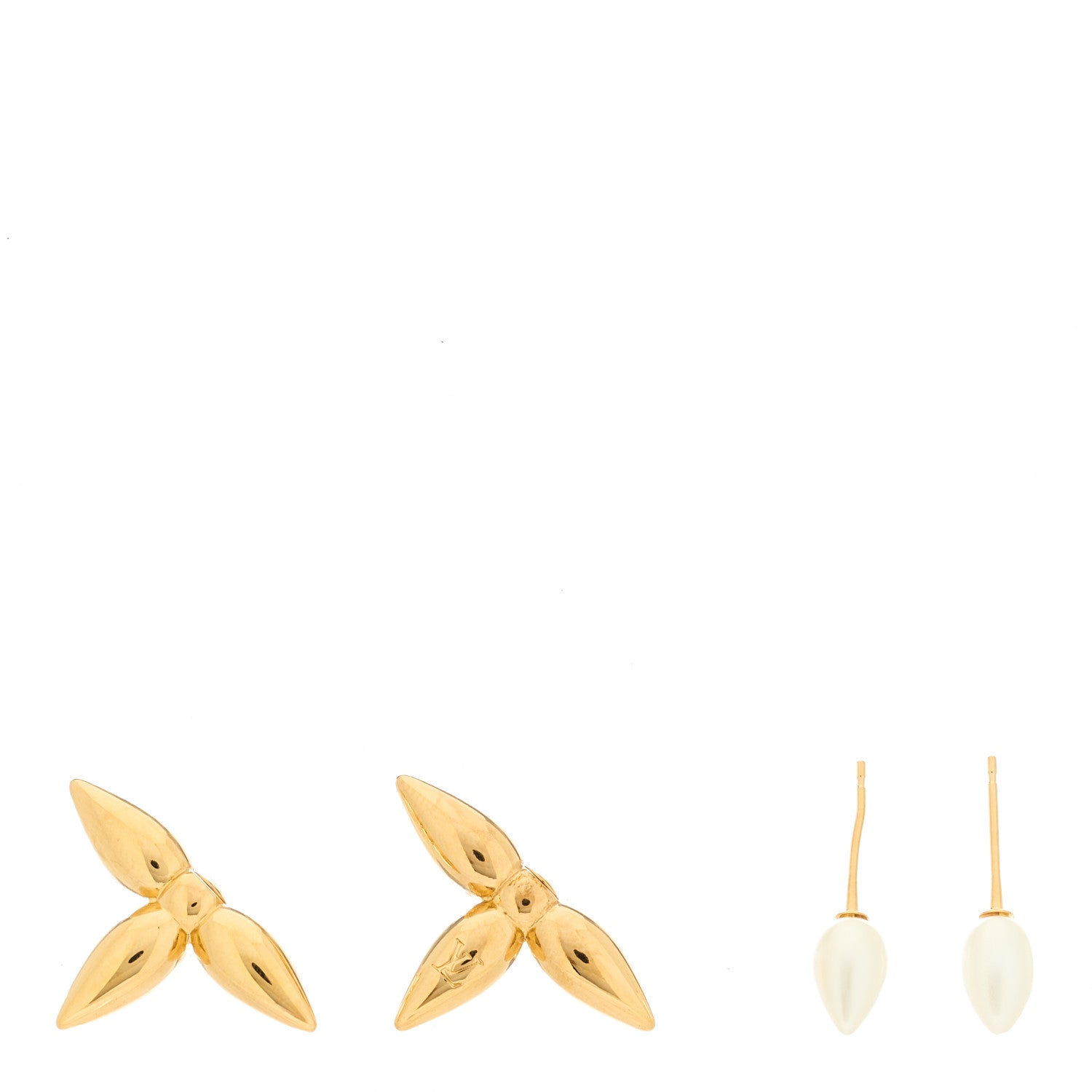Louis Vuitton Pearl Louisette By Night Earrings Gold 3 of 4