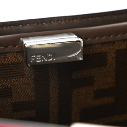Fendi Vitello Seta Glazed Fabric FF 1974 Medium Peekaboo X-Lite Fragola Mogano Panna 6 of 9