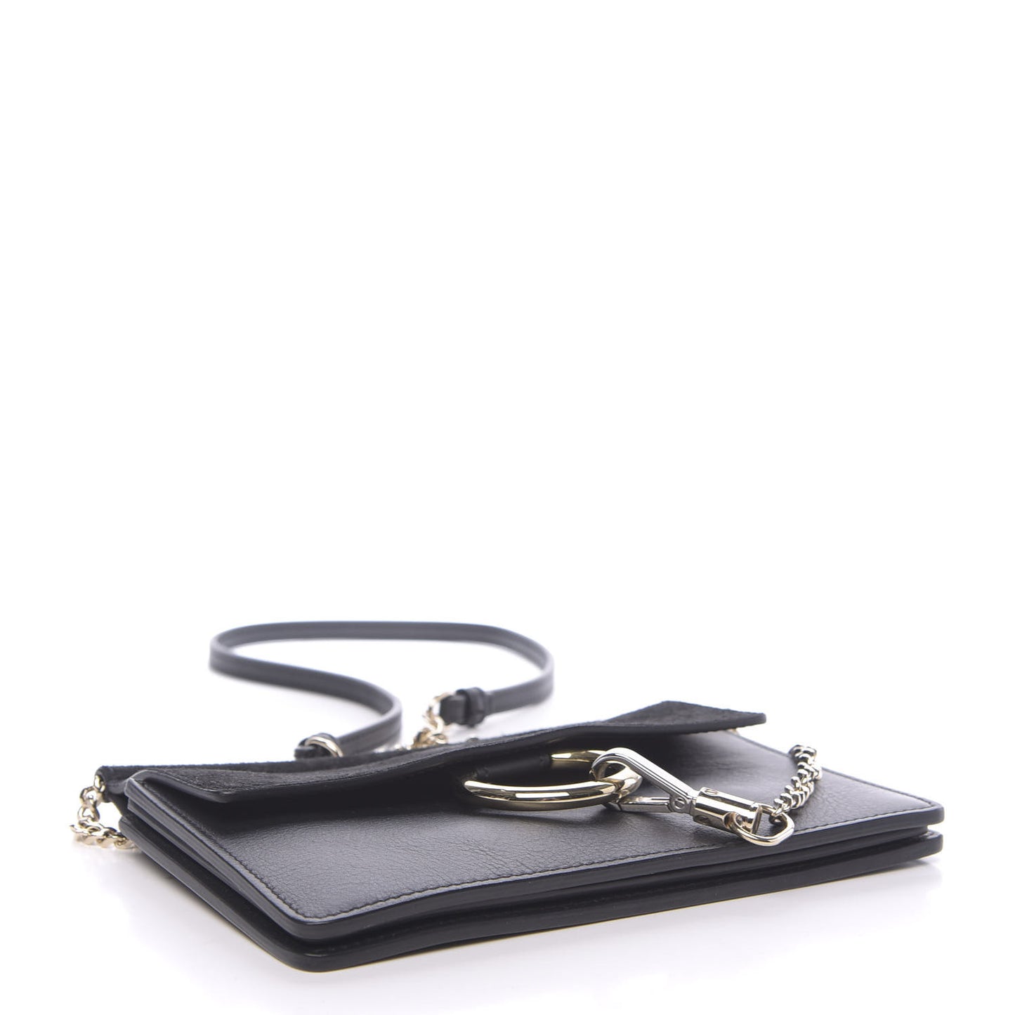 Calfskin Suede Mini Chain Faye Shoulder Bag Black