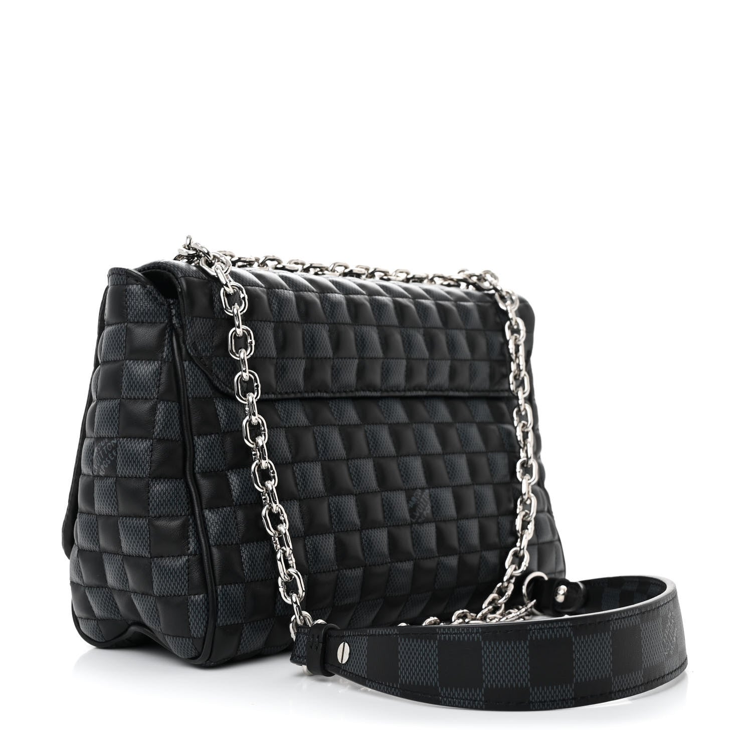 Louis Vuitton Calfskin Quilted Damier Twist MM Black Anthracite 2 of 9
