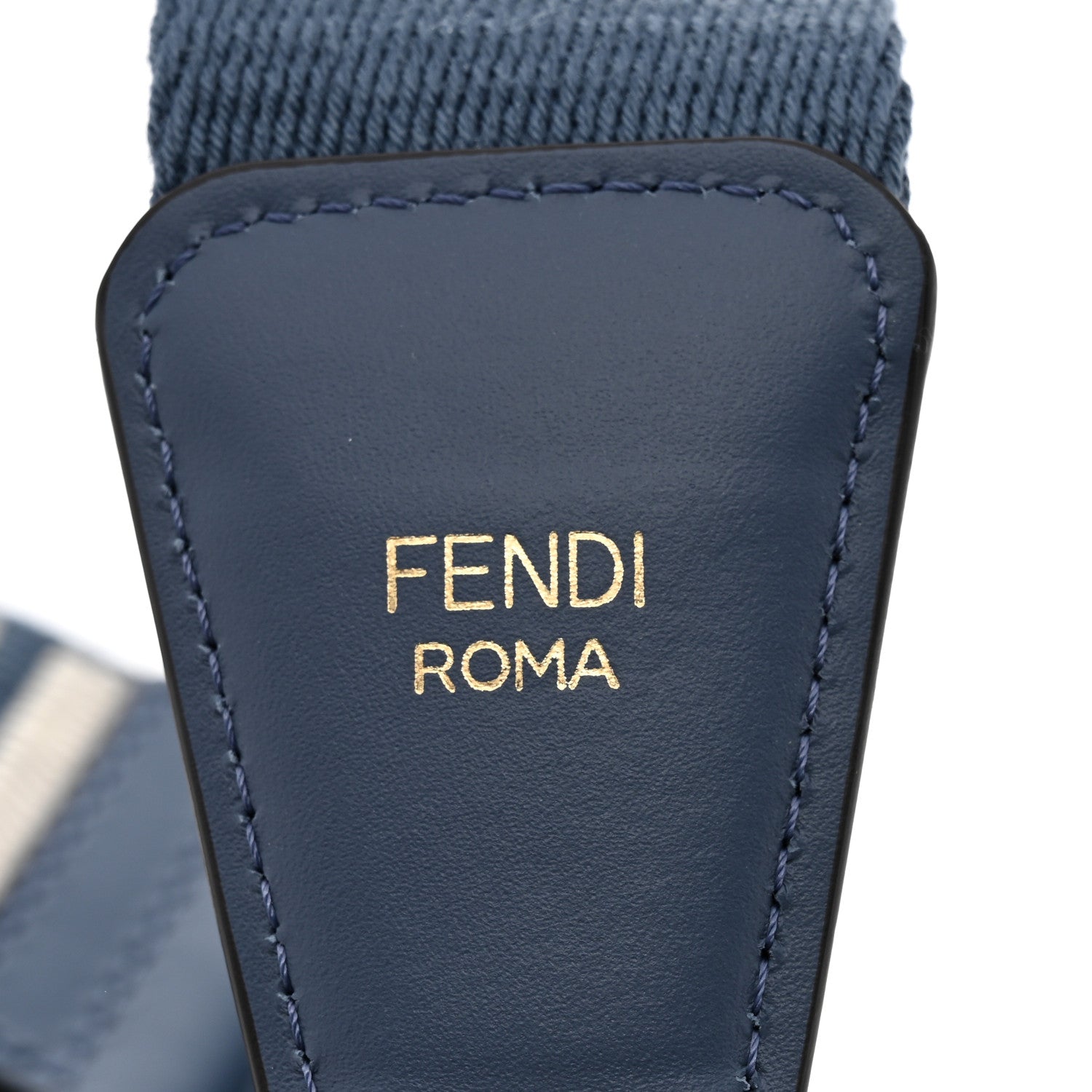 Fendi Jacquard Ribbon Vitello King FF Bi-Color Intreccio Adjustable Strap You Avio Latte 3 of 4