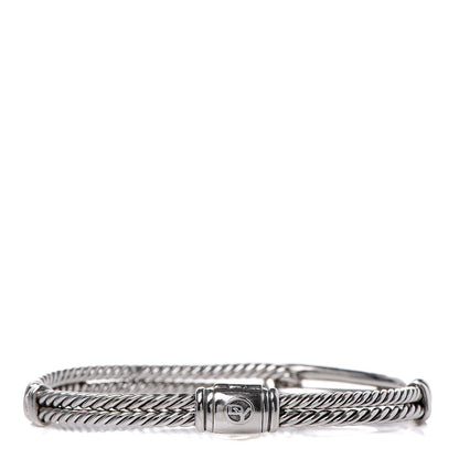 David Yurman Sterling Silver Black Diamond 7mm Petite Pave Single Loop Labyrinth Bracelet 3 of 4