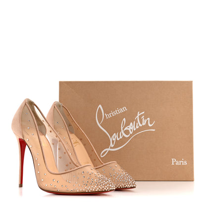 Christian Louboutin Suede Lame Crystal Strass Follies 100 Pumps  38.5 Light Silk 9 of 9