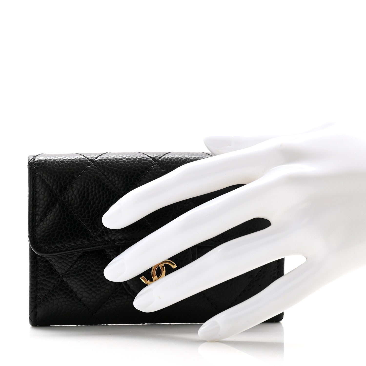 Chanel Caviar Quilted Flap Card Holder Wallet Black 2 of 9