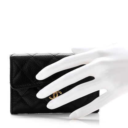 Chanel Caviar Quilted Flap Card Holder Wallet Black 2 of 9