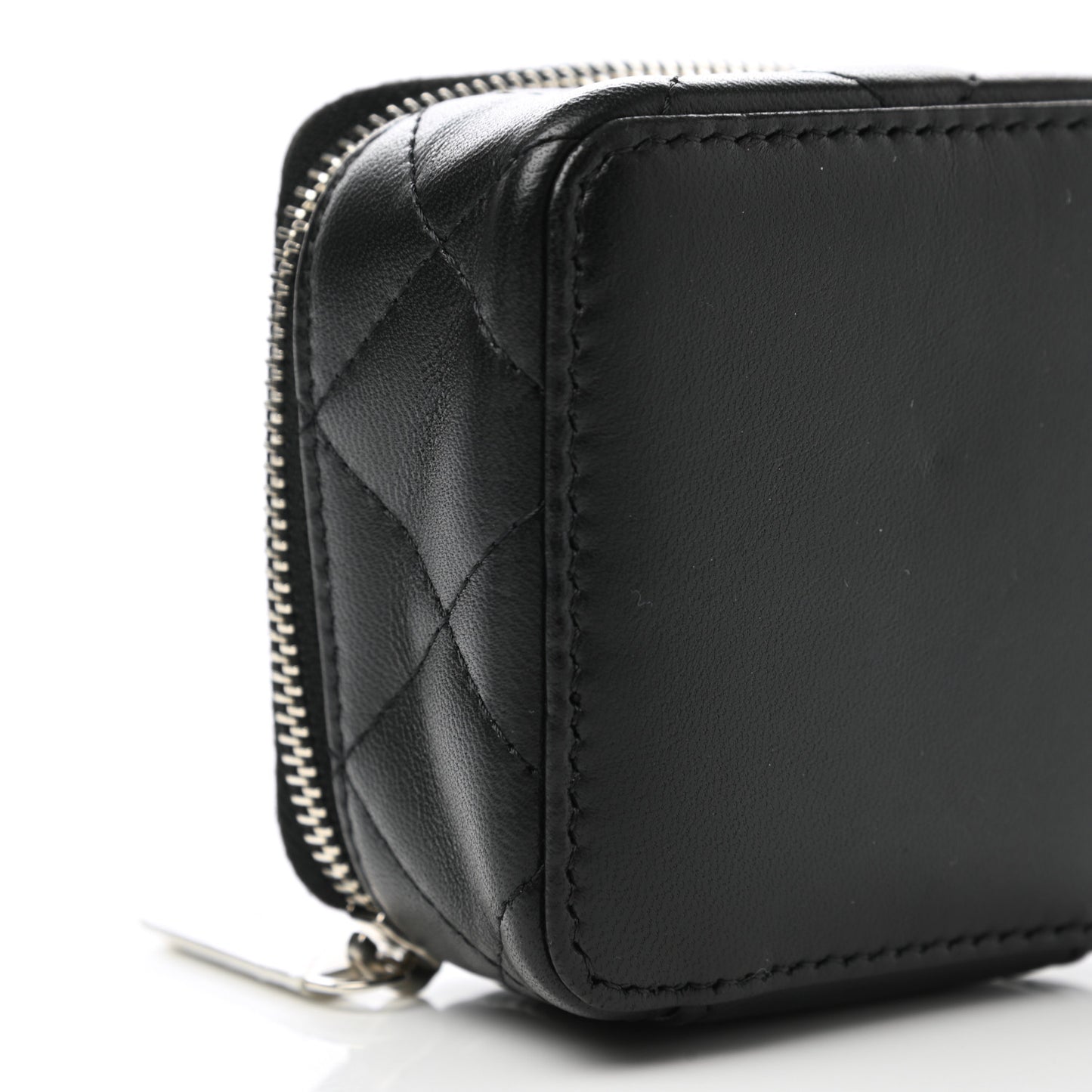 Lambskin Quilted Jewelry Travel Case Black