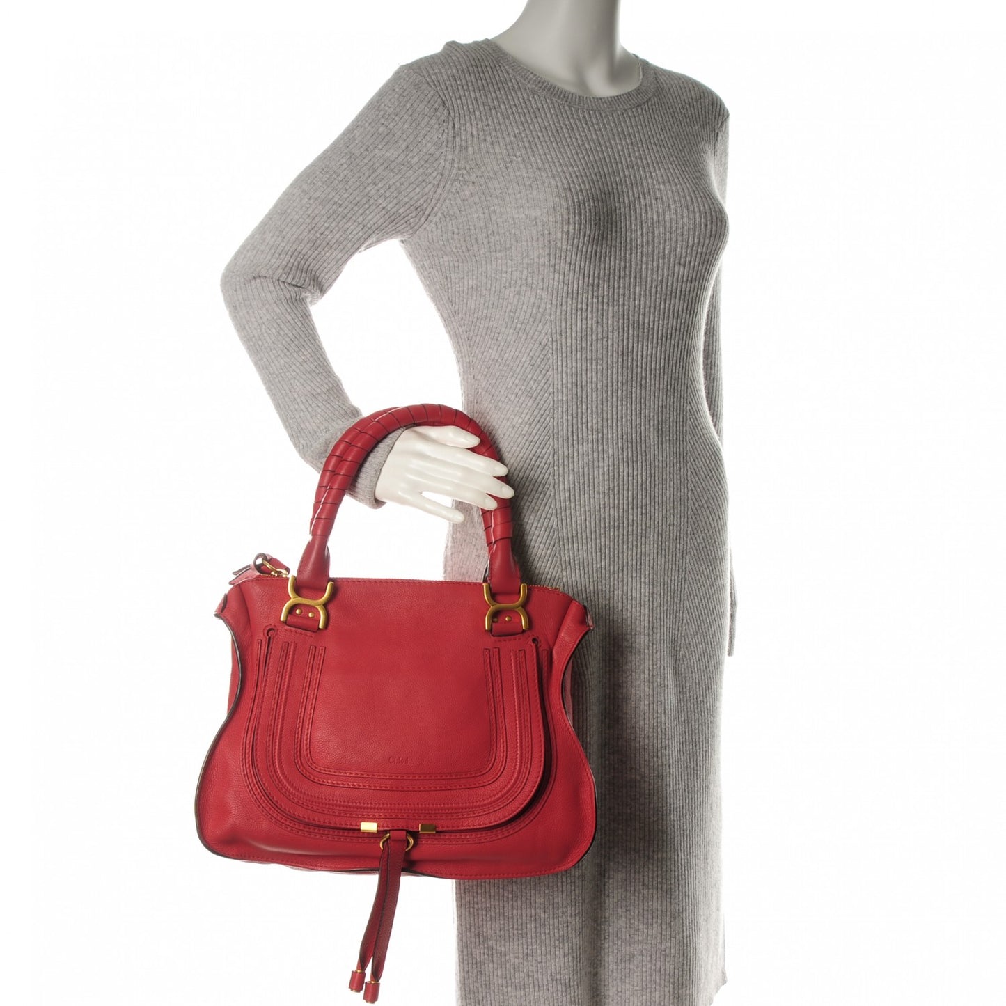 Calfskin Medium Marcie Satchel Fetish Red