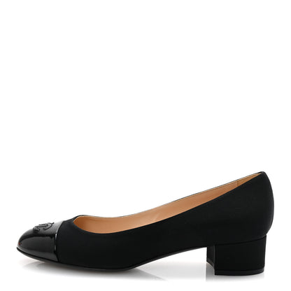 Chanel Grosgrain Patent Calfskin CC Cap Toe Pumps 40 Black 1 of 9