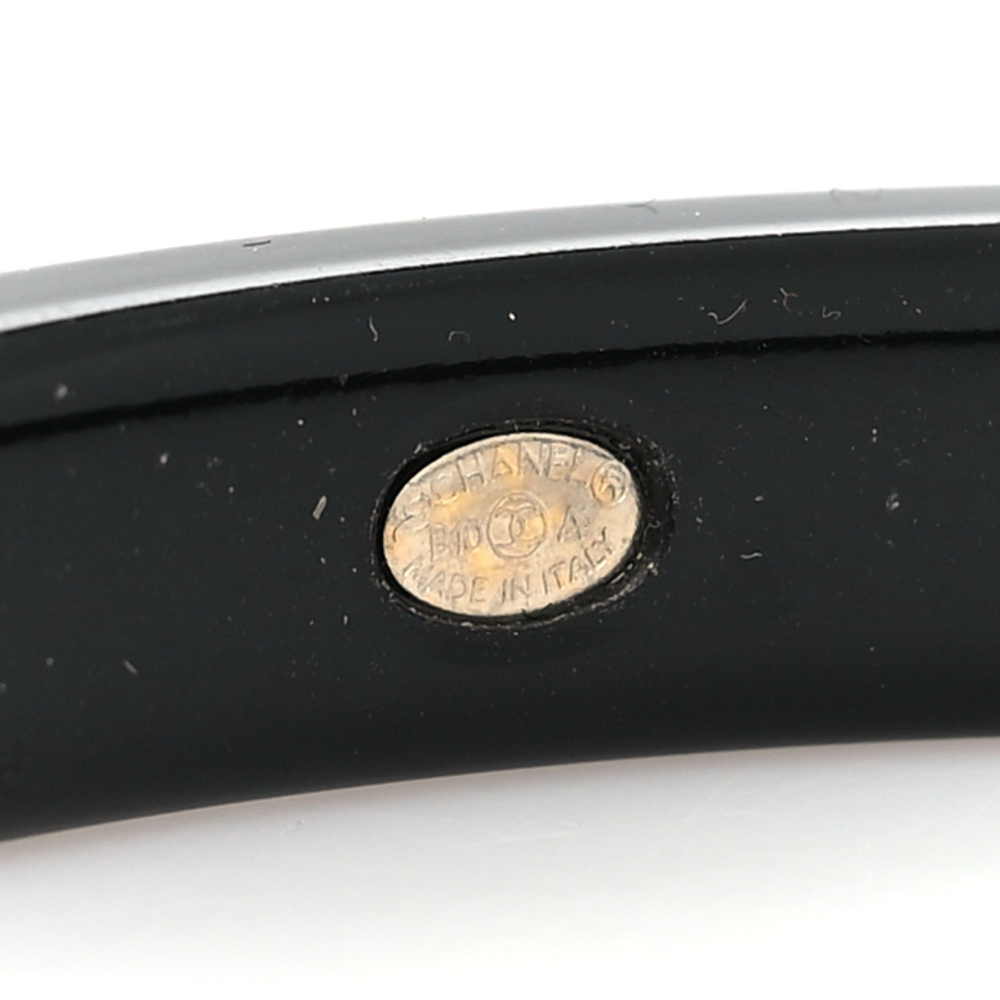 Resin Metal CC Bangle Set of 3 Black White Gold