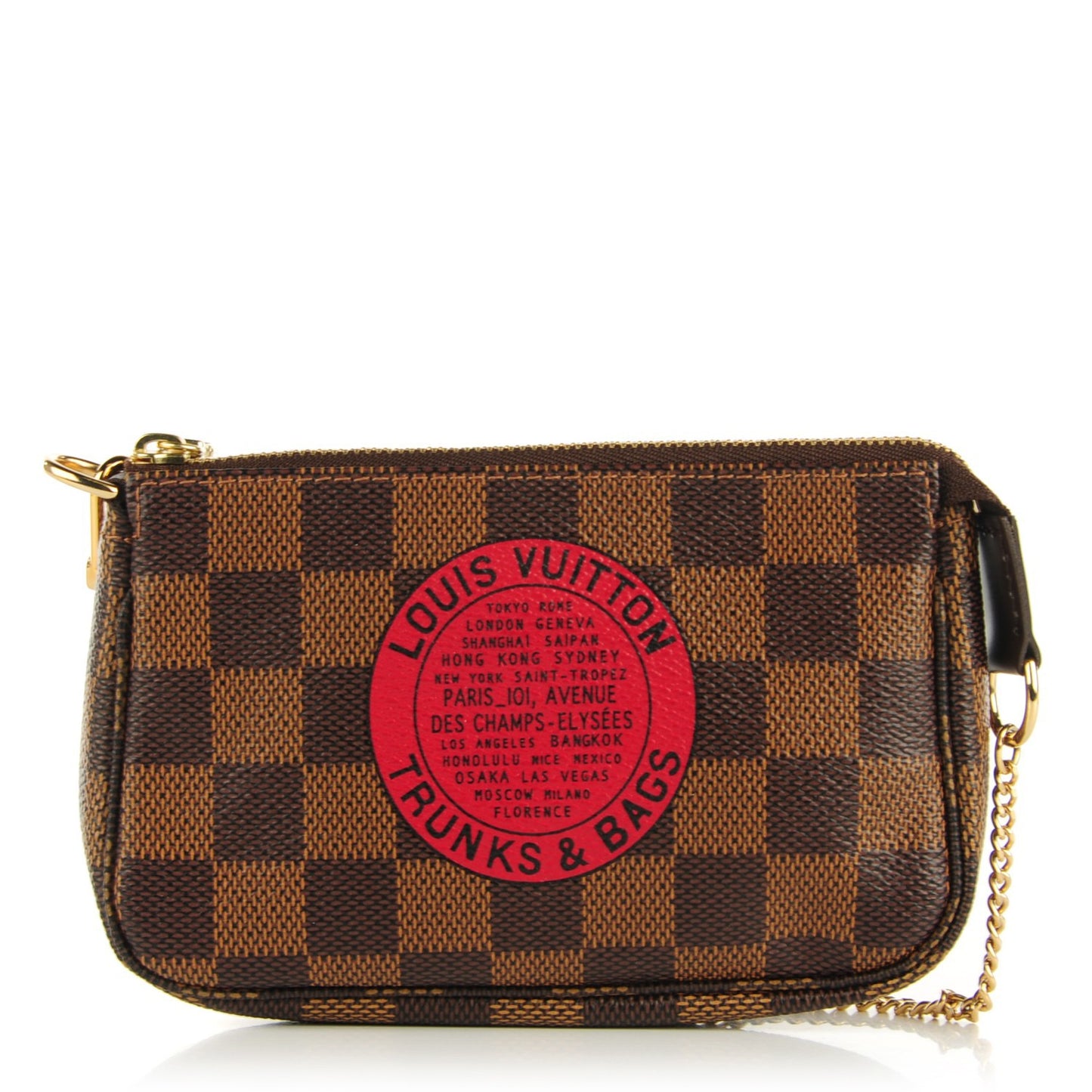 Damier Ebene Complice Trunks and Bags Mini Pochette Accessories Red
