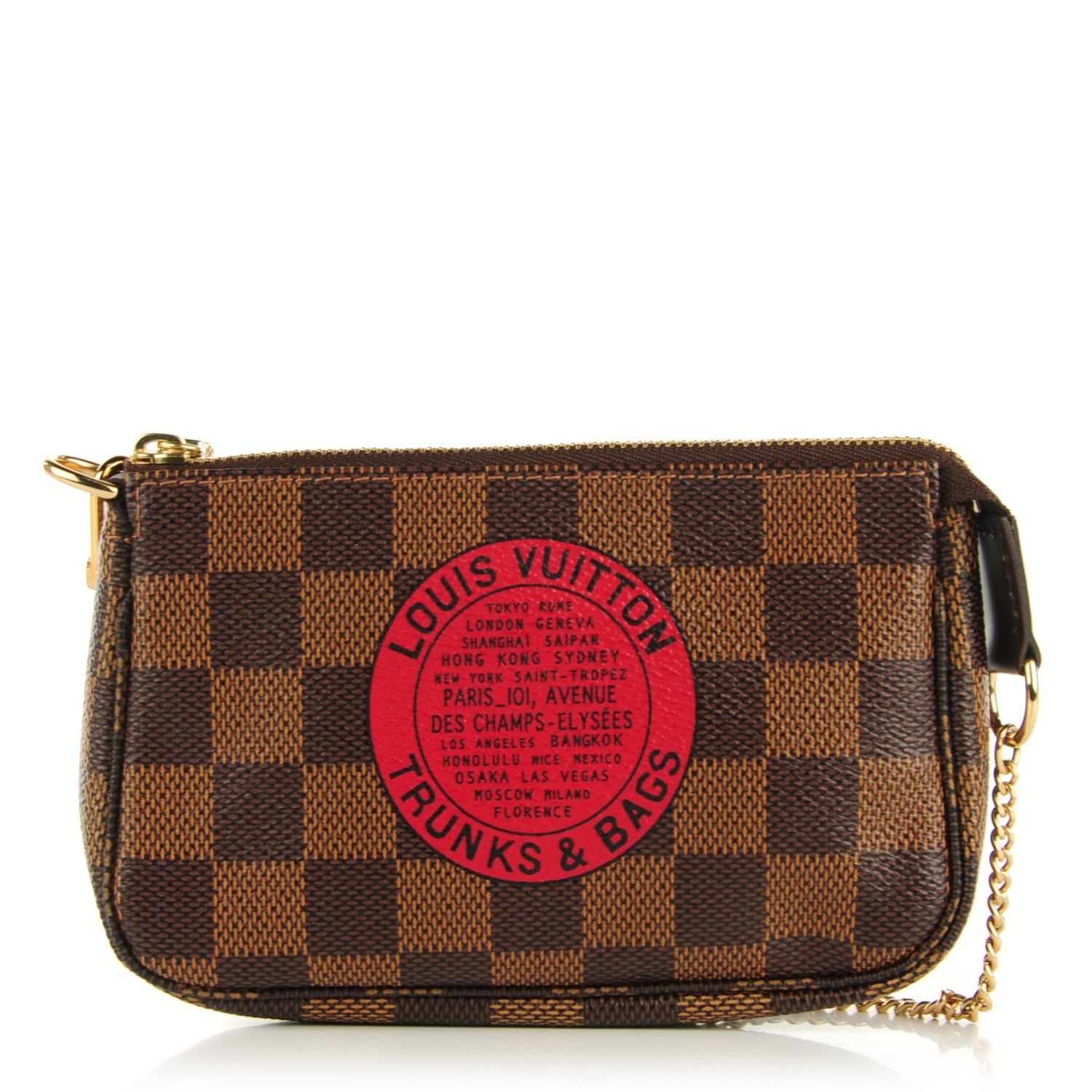 Louis Vuitton Damier Ebene Complice Trunks and Bags Mini Pochette Accessories Red 1 of 7