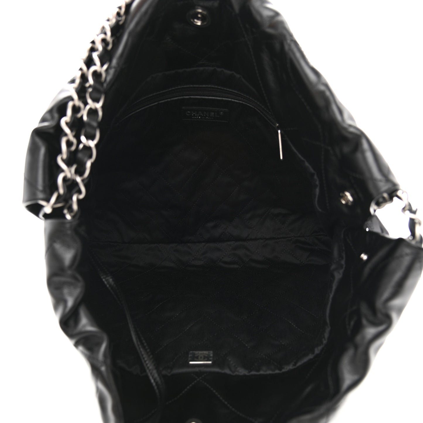 Shiny Calfskin Quilted Chanel 22 Black