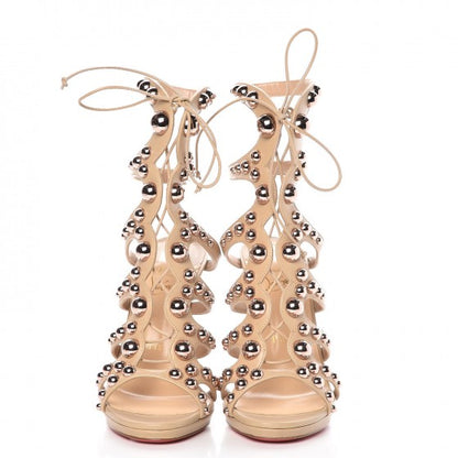 Christian Louboutin Kid Amazoubille 120 Studded Gladiator Sandals 38 Nude Rose Gold 2 of 7