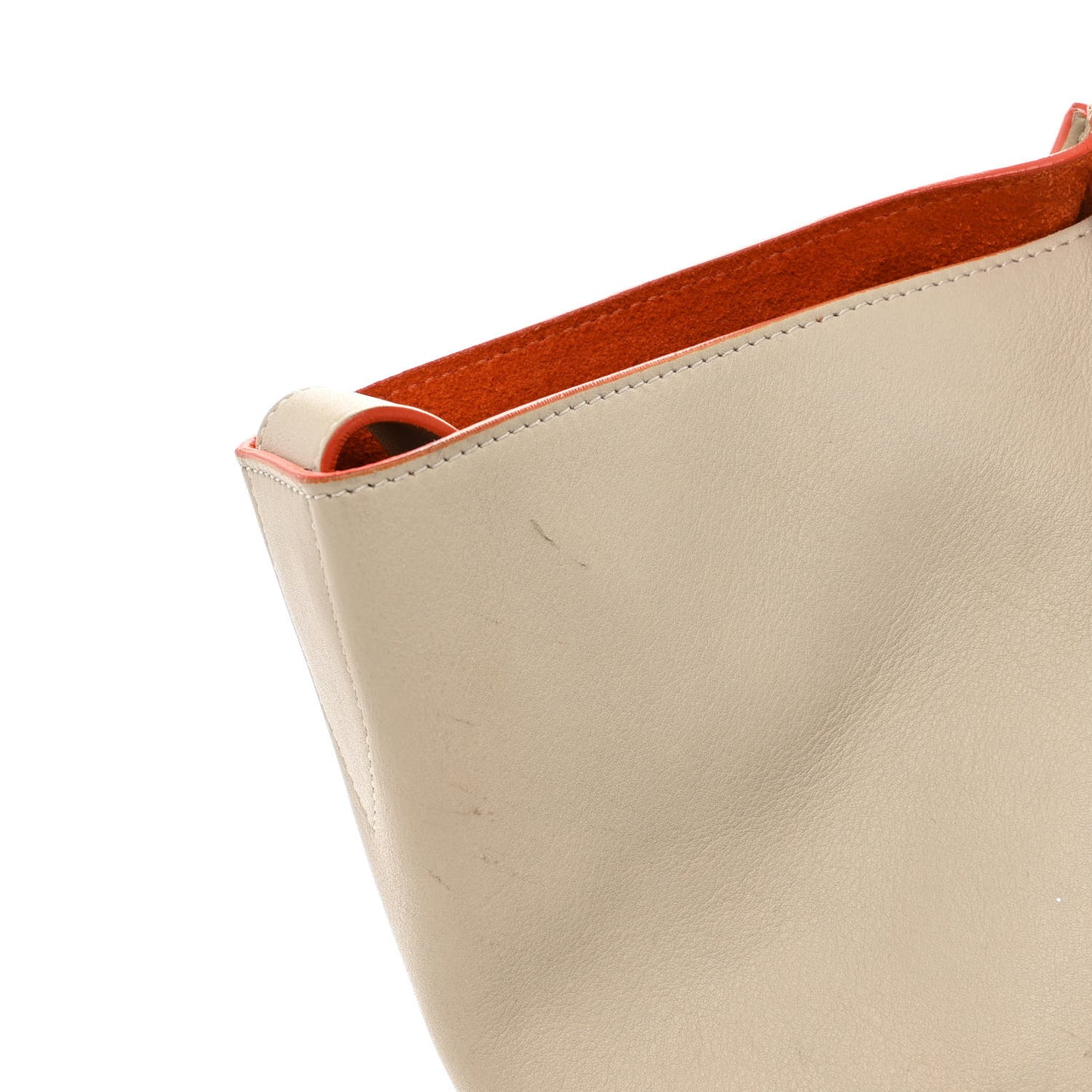 Smooth Calfskin Medium Phantom Luggage Chalk Orange Trim