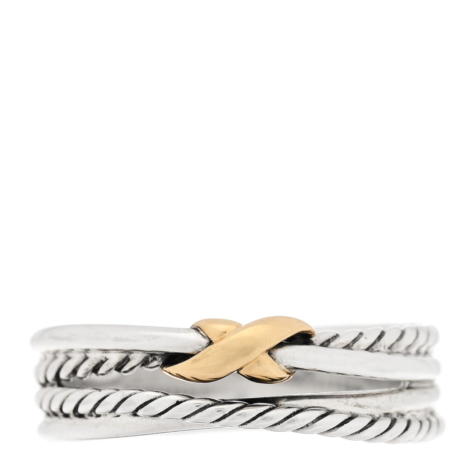 David Yurman Sterling Silver 18K Yellow Gold 6mm X Crossover Ring 62 10 1 of 4