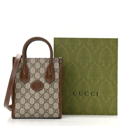 Gucci GG Supreme Monogram Azalea Calfskin Mini Retro Interlocking G Tote Bag Beige Ebony Brown Sugar 11 of 11