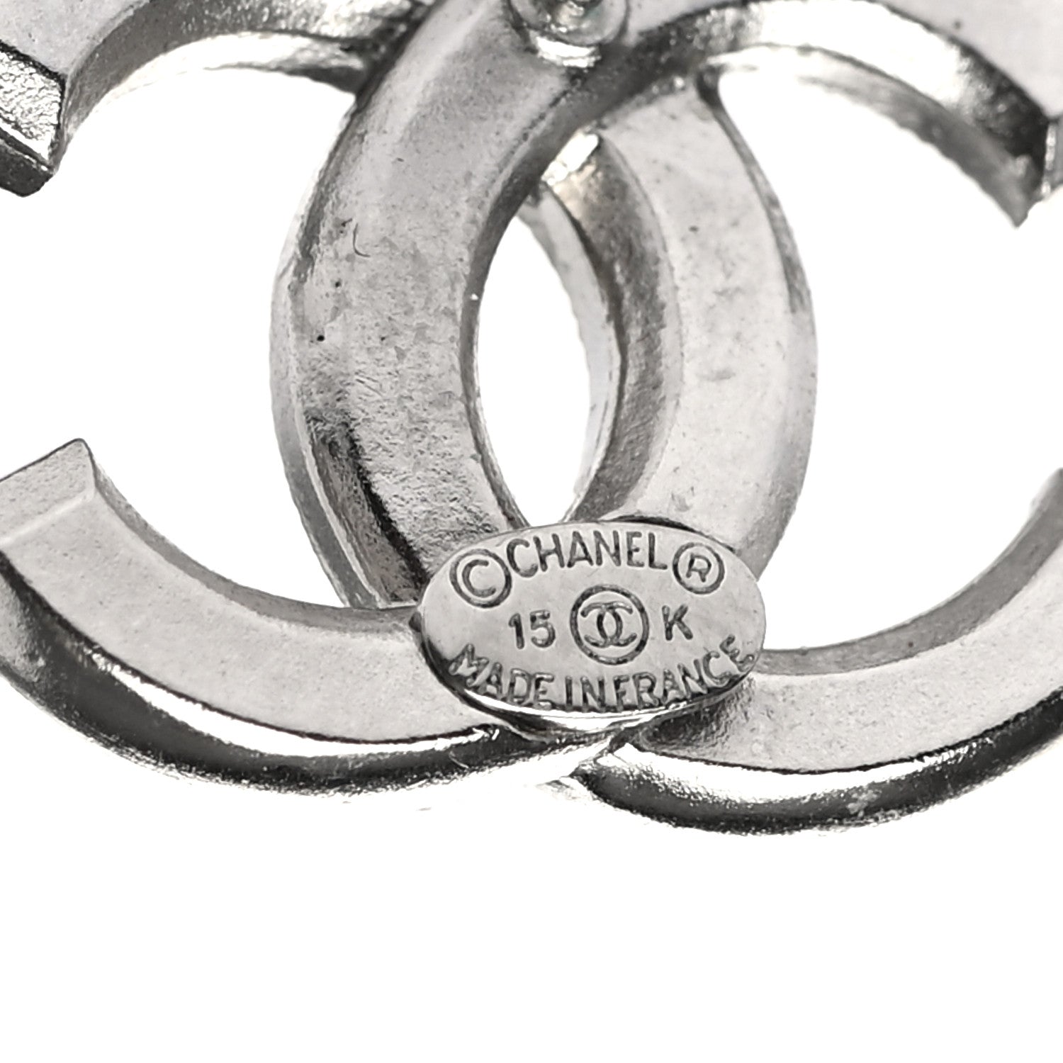 Chanel Crystal CC Earrings Silver Black 4 of 4