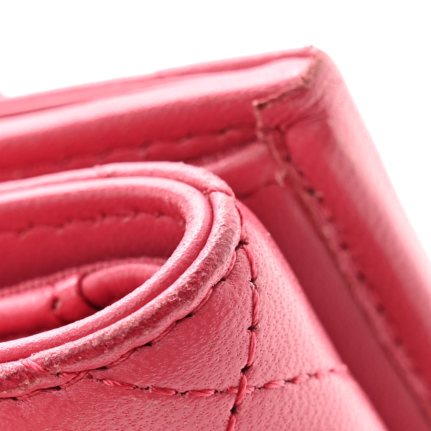 Lambskin Quilted Tri-Fold Flap Wallet Pink