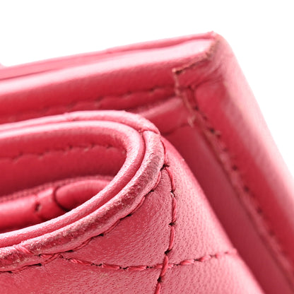 Chanel Lambskin Quilted Tri-Fold Flap Wallet Pink 10 of 14