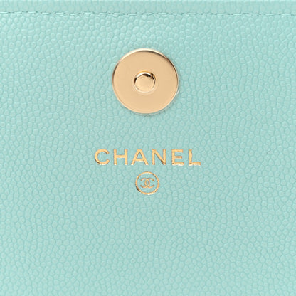 Chanel Caviar Quilted Square Wallet On Chain WOC Light Blue 6 of 12