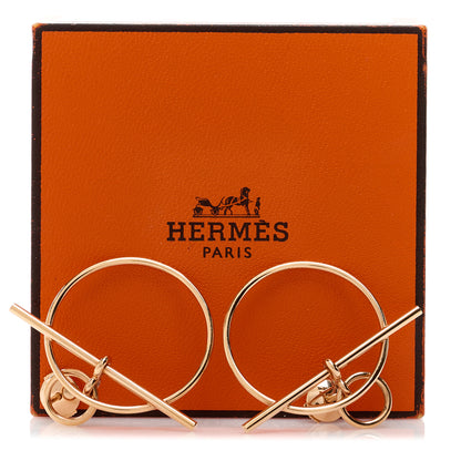 Hermes 18K Rose Gold PM Loop Earrings 5 of 5