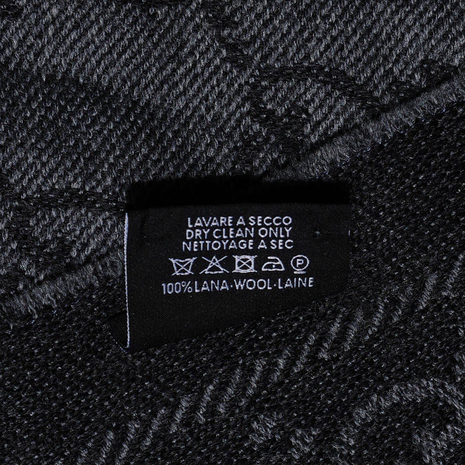 Gucci Wool Monogram Fringe Scarf Anthracite Black 4 of 5