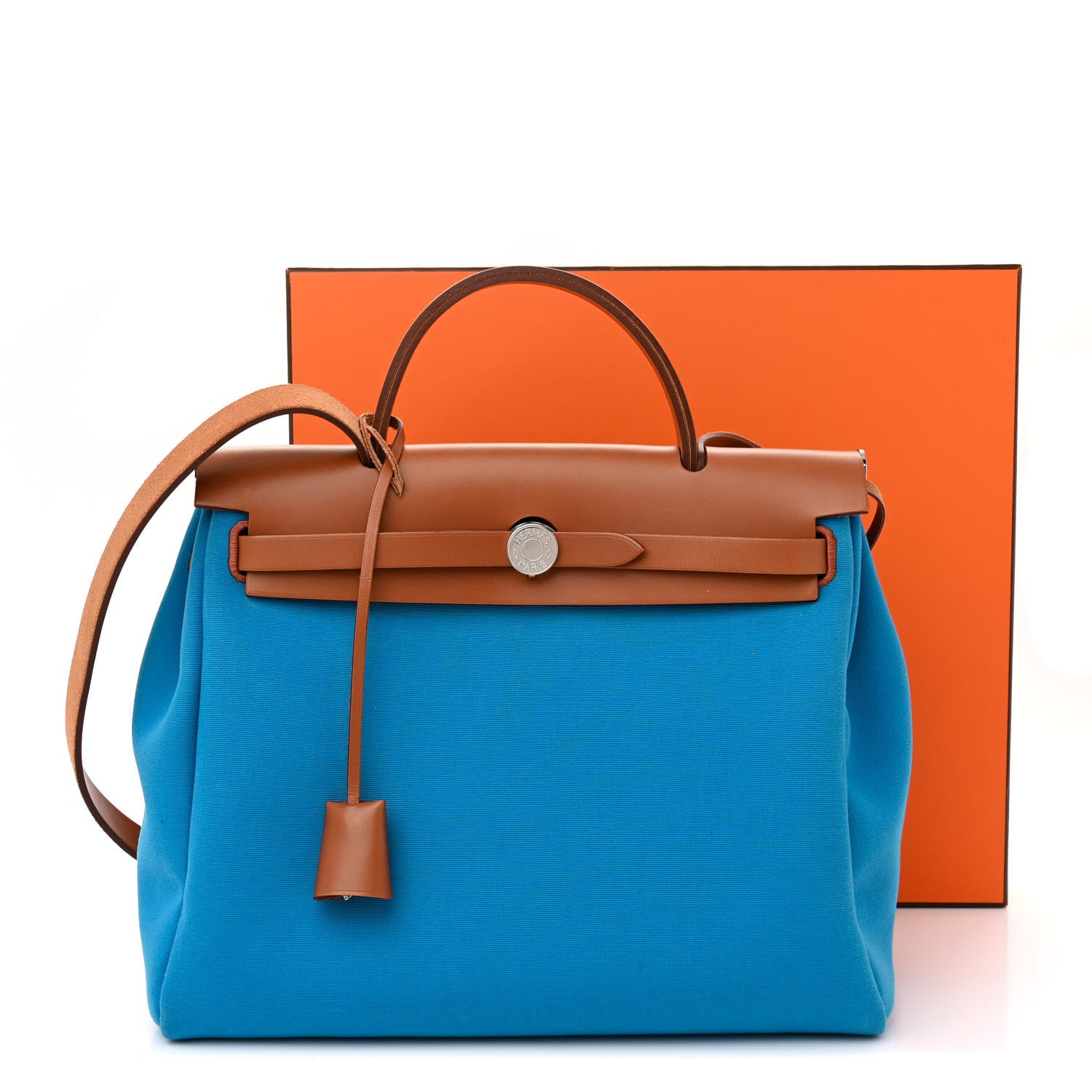 Hermes Toile Vache Hunter Herbag Zip Retourne 31 PM Azur Rouge H 13 of 13