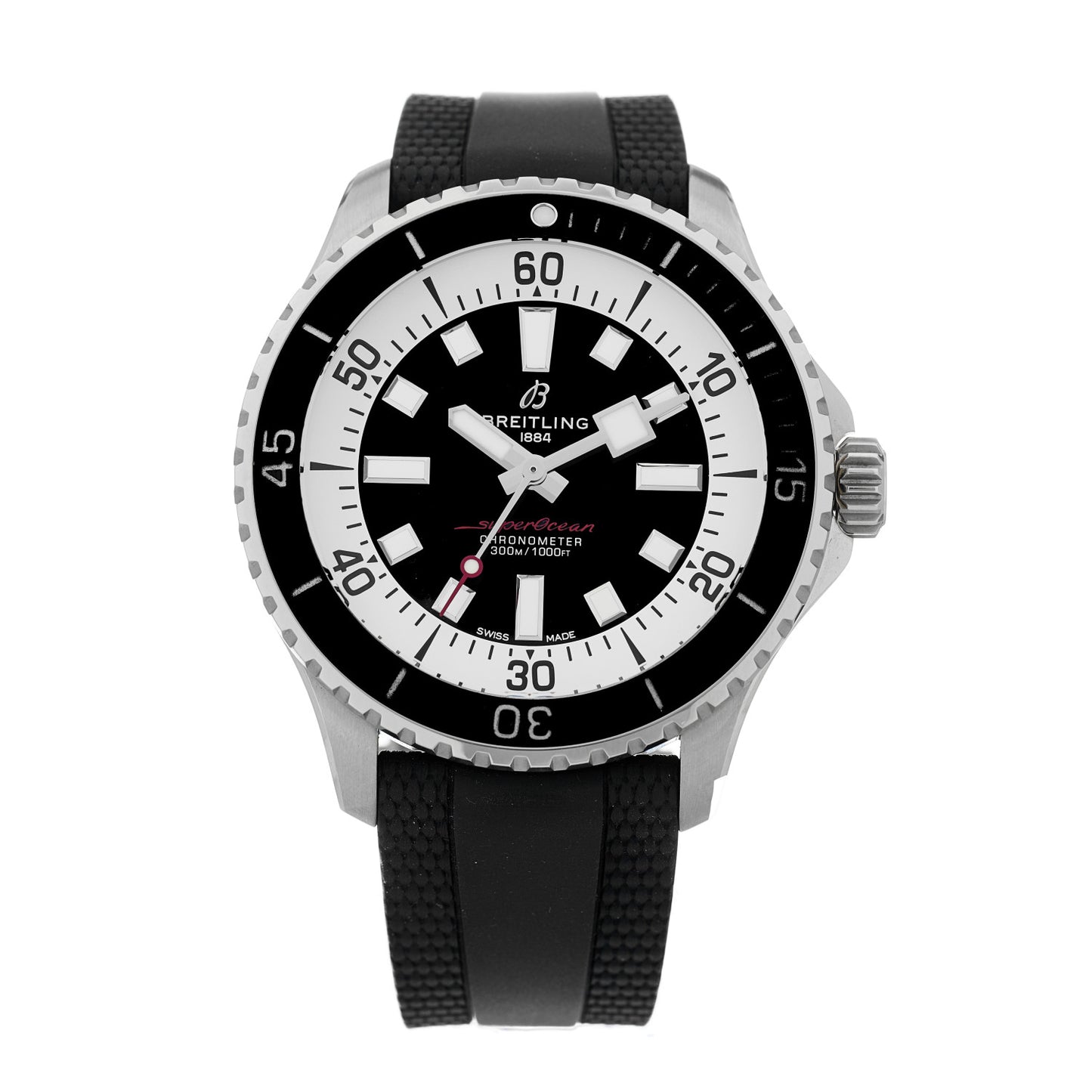 Stainless Steel Rubber 44mm SuperOcean Automatic Watch Black A17376