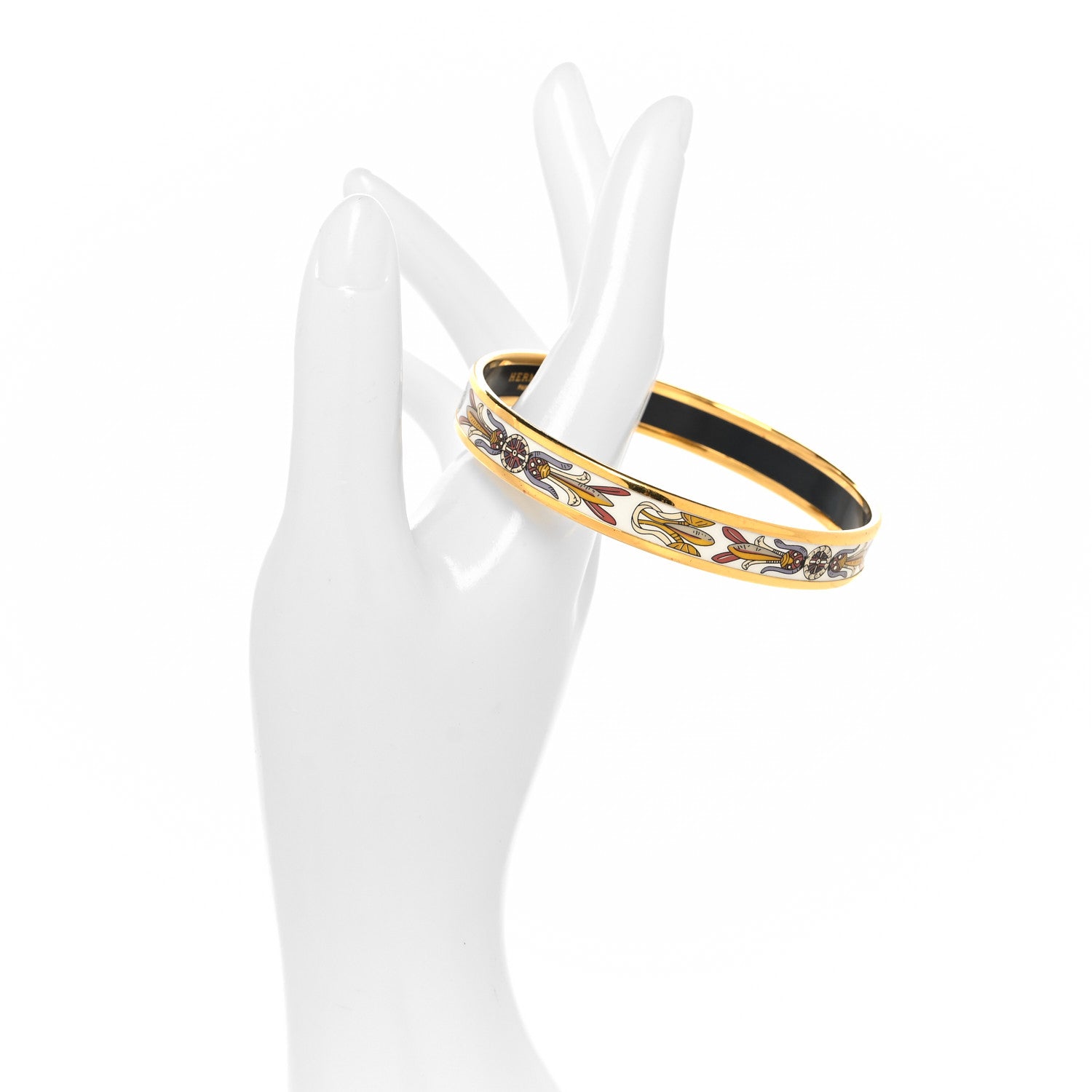 Hermes Enamel Printed Narrow Dreamcatchers Bracelet 70 White 2 of 5