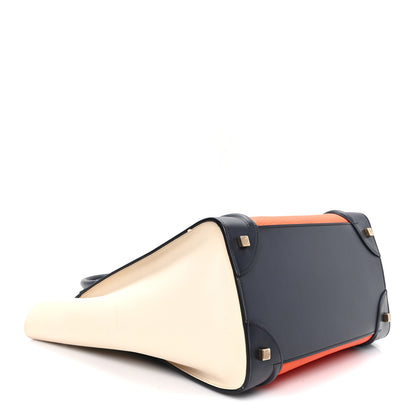 Celine Elephant Calfskin Mini Tri-Color Luggage Bright Orange 4 of 10