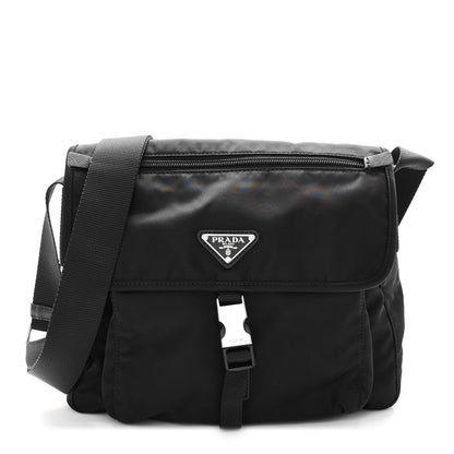 Prada Tessuto Nylon Saffiano Small Vela Messenger Black 1 of 11