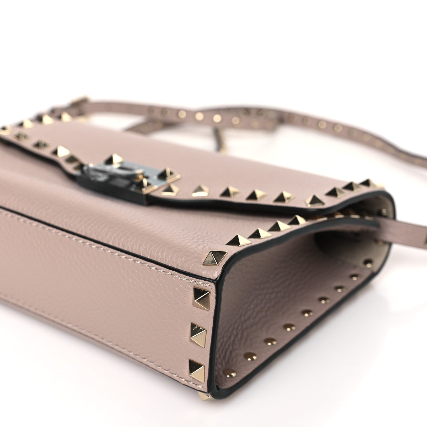 Valentino Garavani Pebbled Calfskin Medium Rockstud Flip Lock Crossbody Bag Poudre 8 of 8