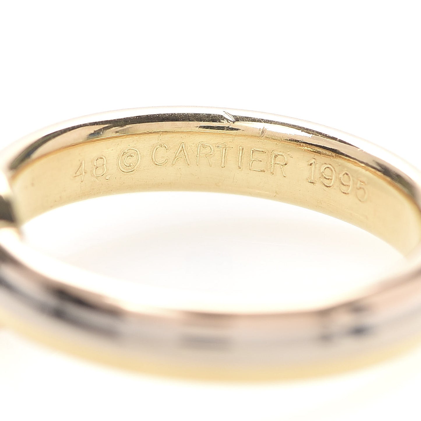 18K Pink Yellow White Gold Diamond Solitaire Trinity Ring 48 4.5