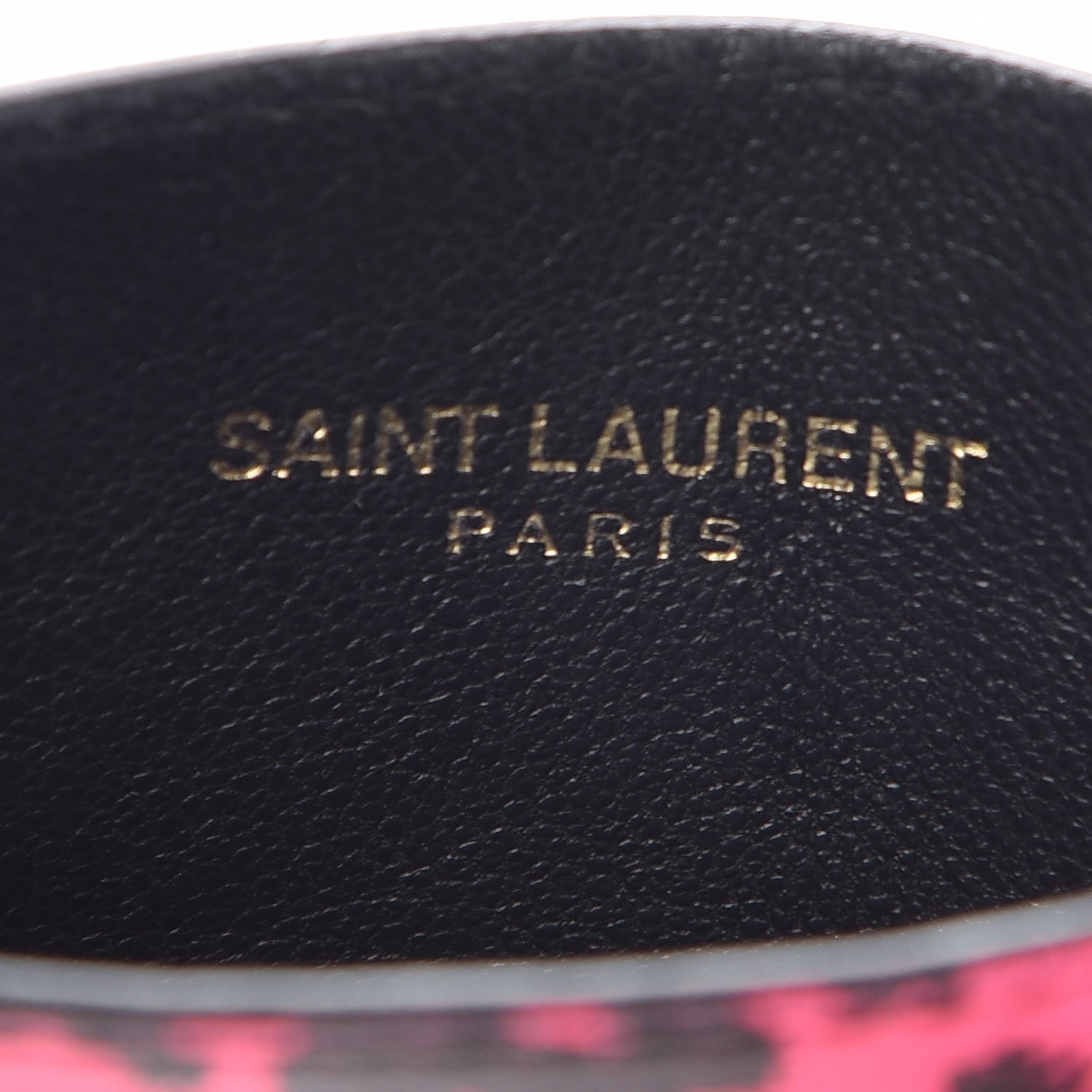 Saint Laurent Grain De Poudre Classic Letters Credit Card Case Fuchsia Black 16 of 20