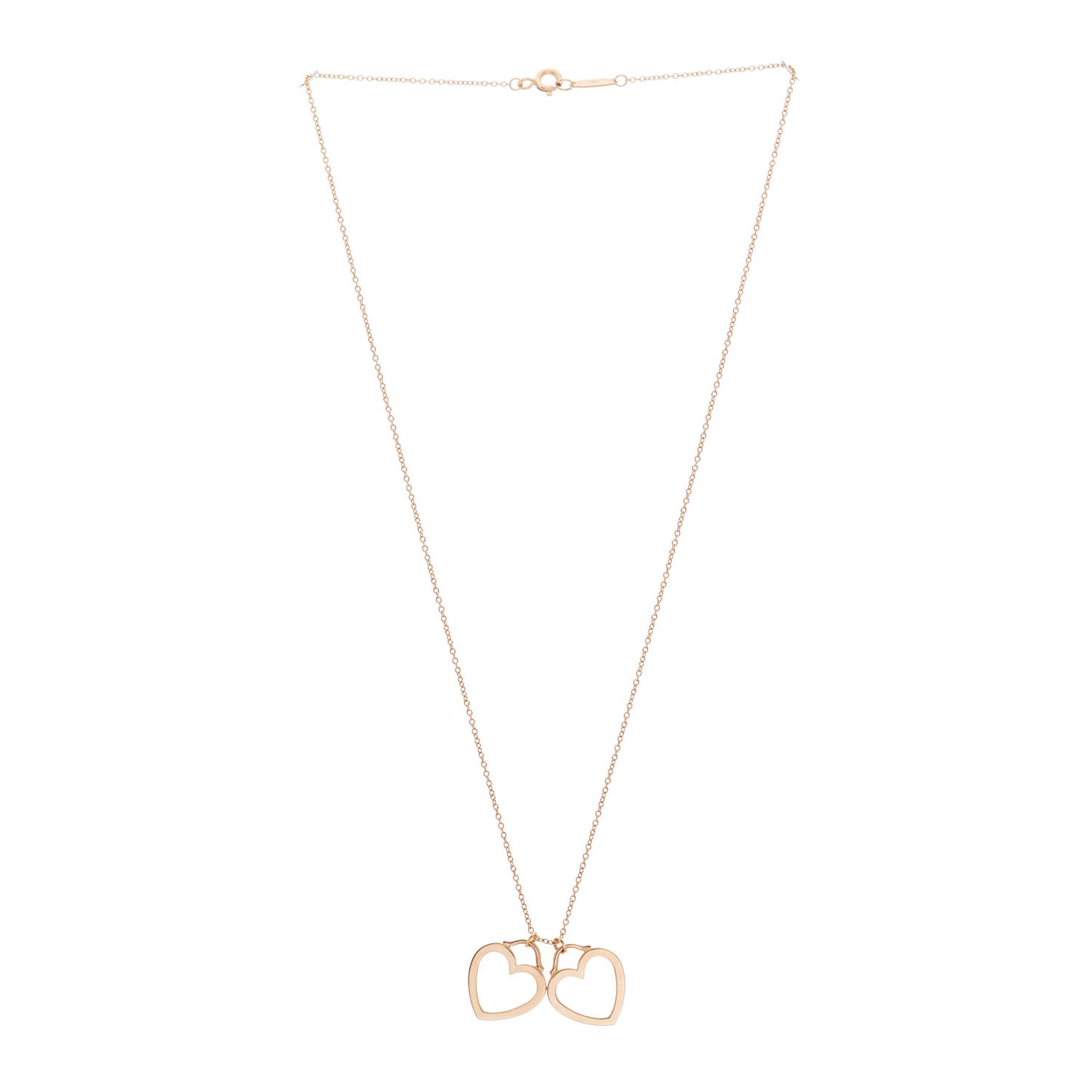 18K Rose Gold Double Open Heart Pendant Necklace