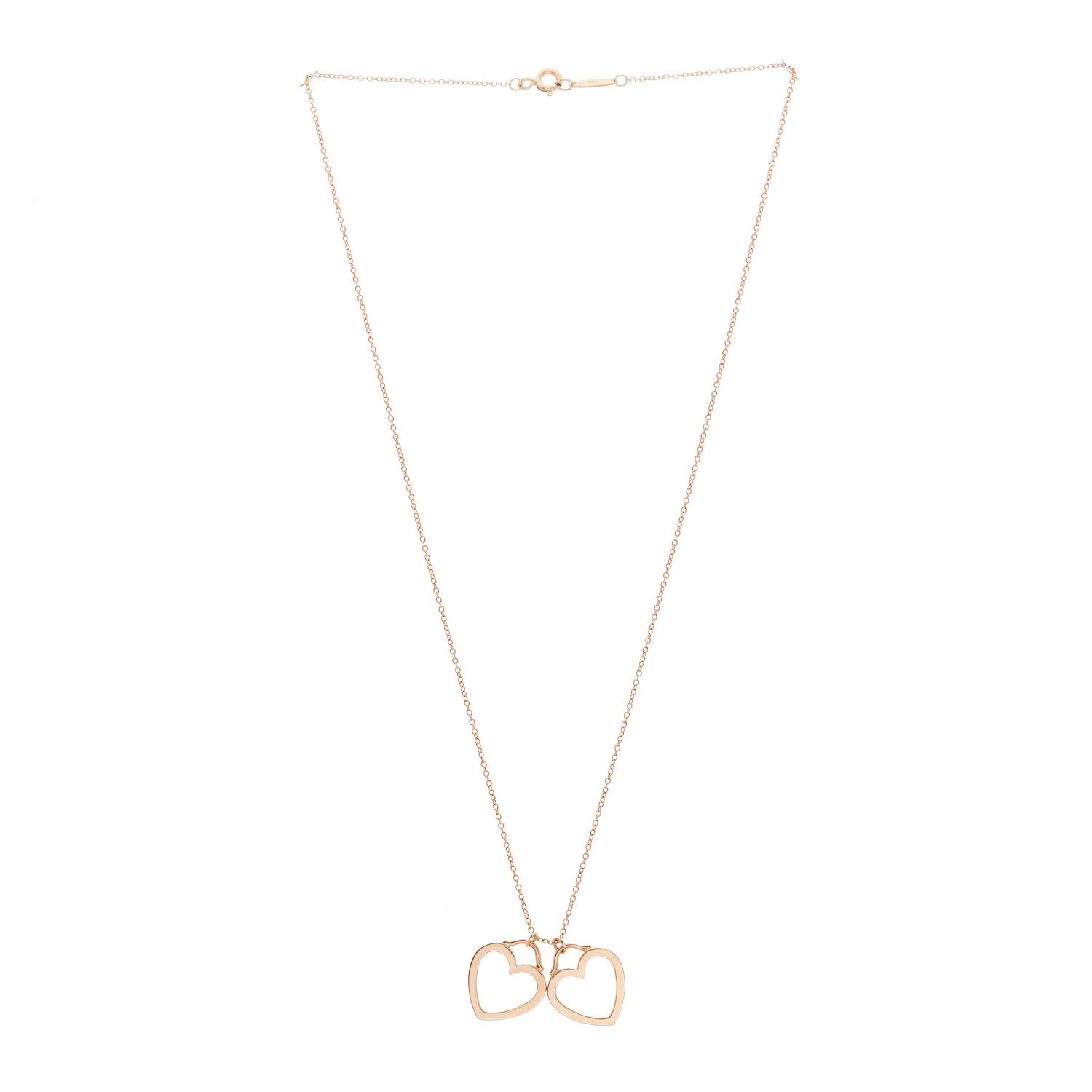 Tiffany 18K Rose Gold Double Open Heart Pendant Necklace 3 of 6