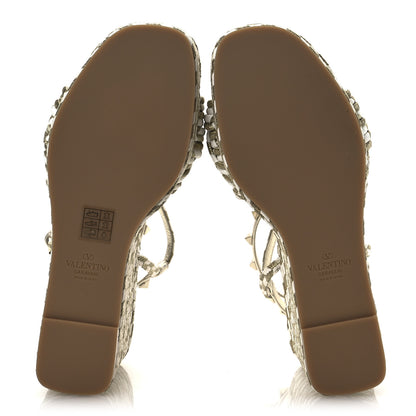 Valentino Garavani Metallic Laminated Nappa Espadrille 25/90mm Slide 40 White Platino 7 of 12
