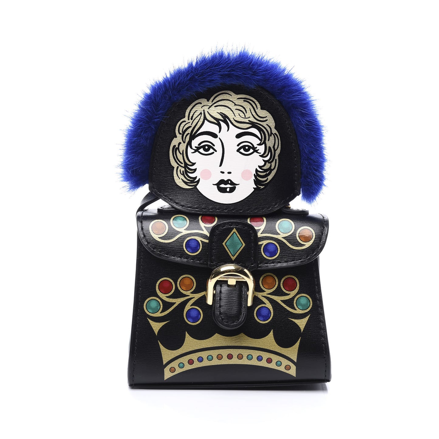 Calfskin Print Byzantine Brillant Charm Strap Black