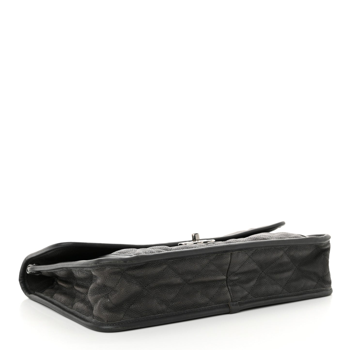Caviar Quilted Large French Riviera Flap Dark Grey