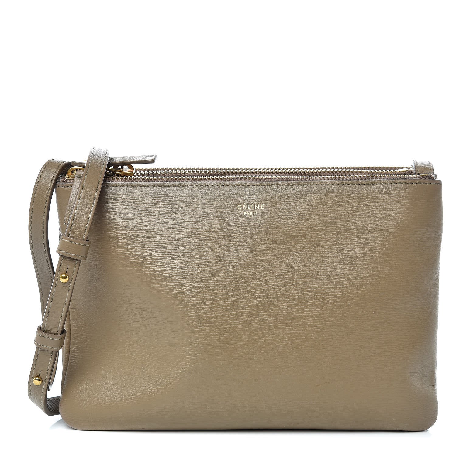 Celine Lambskin Small Trio Crossbody Bag Taupe 1 of 13