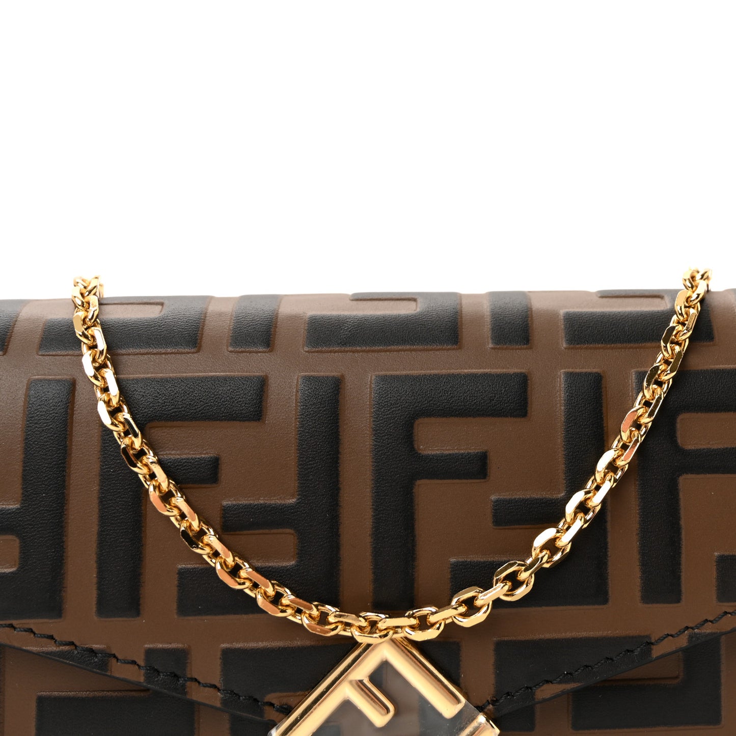 Vitello Soft F is Fendi Bi-Color FF 1974 Embossed Continental Envelope Wallet On Chain Maya Black